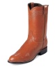 Justin 3021 Men's Exotic Roper Boot with Cognac Smooth Ostrich Foot and a Roper Toe