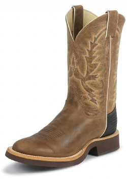 Justin 7026 Men's Tekno Crepe Western Boot with Arizona Mocha Cowhide Foot w/ Shark Counter and a Double Stitched Low Profile Round Toe