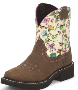 Justin 9201JR Kids Gypsy Boot with Black Walnut Leather Foot and a Single Stitched Wide Square Toe