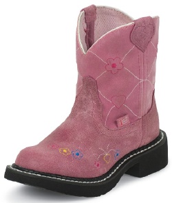 Justin 9202JR Kids Gypsy Boot with Pretty Pink Burnished Suede Leather Foot with  and a Fashion Round Toe