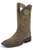 Justin BR111 Men's Bent Rail Western Boot with Teak Cowhide Foot and a Double Stitched Wide Square Toe