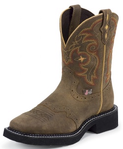 Justin L9960 Ladies Gypsy Casual Boot with Bay Apache Cowhide Foot w/ Perfed Saddle and a Single Stitched Wide Square Toe