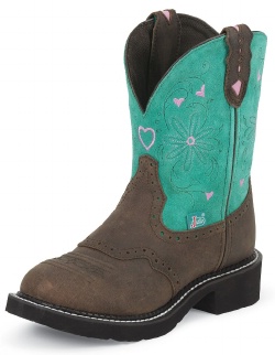 Justin L9971 Ladies Gypsy Casual Boot with Walnut Blazer Cowhide Foot w/ Perfed Saddle and a Fashion Round Toe