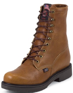 Justin 796 Men's Double Comfort Collection Work Boot with Copper Caprice Leather Foot and a Round Toe