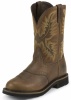 Justin SE4656 Men's Stampede Collection Work Boot with Sunset Cowhide Leather Foot, Perfed Saddle and a Stampede Round Steel Toe