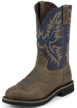 Justin SE4666 Men's Stampede Collection Work Boot with Copper Kettle Rowdy Leather Foot, Perfed Saddle and a Stampede Round Steel Toe