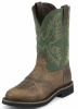 Justin SE4670 Men's Stampede Collection Work Boot with Rugged Tan Leather Foot, Perfed Saddle and a Stampede Round Toe