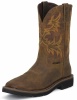 Justin SE4682 Men's Stampede Collection Work Boot with Rugged Tan Leather Foot and a Stampede Round Steel Toe