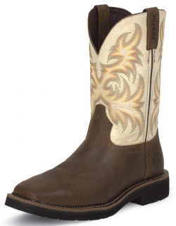 Justin SE4683 Men's Stampede Collection Work Boot with Copper Kettle Rowdy Leather Foot and a Stampede Square Toe