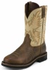 Justin WKL4660 Ladies Stampede Collection Work Boot with Waxy Brown Leather Foot and a Stampede Round Toe