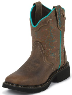 Justin 2900JR Kids Gypsy Western Boot with Tan Jaguar Cowhide Foot and a Wide Square Toe