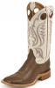 Justin BR301 Men's Bent Rail Western Boot with Chocolate Burnished Calf Foot and a Broad Square Toe With Double Stitched Welt