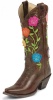 Justin L4351 Ladies Fashion Western Boot with Molten Tawny Cowhide Foot and a Narrow Rounded Toe
