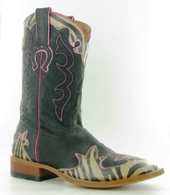 Macie Bean M9002 for $179.99 Ladies Embroidered Collection Western Boot with Black Mad Cow Foot and a Double Stitch Square Toe