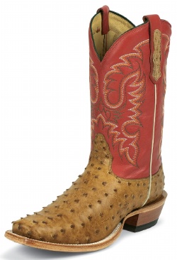 Nocona MD6511 Men's Exotic Rancher Boot with Antique Saddle Vintage Full Quill Ostrich Foot and a Punchy Square Toe