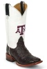 Nocona MDATM02 Men's Collegiate Western Boot with Black Cherry Bush Off Full Quill Ostrich Foot, Wide Square Toe