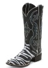 Nocona NL6002 Ladies Safari Rancher Boot with Black and White Tiger Ray Foot and a Wide Square Toe