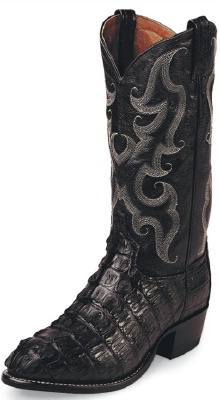 Tony Lama CZ1006 Men's Exotic Collection Western Boot with Black Royal Hornback Tailcut Caiman Leather Foot and a Medium Round Toe