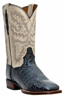 Dan Post DP2805 for $399.99 Men's Denver Collection Stockman Boot with Black Flank Cut Caiman Leather Foot and a Double Stitch Broad Square Toe