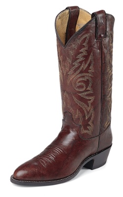 Justin 1564 Men's Classic Western Boot with Dark Brown Marbled Deerlite Cowhide Foot and a Medium Round Toe