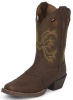 Justin 2523JR Kids Stampede Boot with Dark Brown Rawhide Leather Foot with Perfed Saddle and a Single Stitched Wide Square Toe