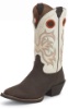 Justin 2526 Men's Stampede Punchy Western Boot with Mocha Cowhide Foot and a Double Stitched Wide Square Toe