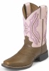 Justin 2669C Childrens Cowboy Boot with Bay Westerner Leather Foot and a Single Stitched Wide Square Toe