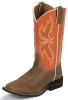 Justin 302JR Kids Cowboy Boot with Camel Sandstorm Leather Foot and a Double Stitched Wide Square Toe