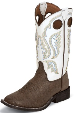 Justin 305JR Kids Cowboy Boot with Chocolate Bisonte Leather Foot and a ...