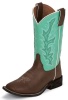 Justin 310JR Kids Cowboy Boot with Chocolate Burnished Leather Foot and a Double Stitched Wide Square Toe