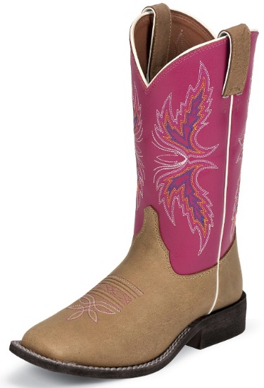 Justin 311JR Kids Cowboy Boot with Tan Vintage Leather Foot and a ...
