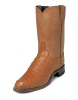 Justin 3186 Men's Exotic Roper Boot with Cognac Full Quill Ostrich Foot and a Roper Toe