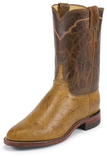 Justin 3290 Men's Exotic Roper Boot with Antique Tan Smooth Ostrich ...