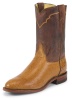Justin 3292 Men's Exotic Roper Boot with Cognac Vintage Smooth Ostrich Foot and a Roper Toe