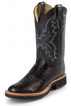 Justin 5005 Men's Tekno Crepe Western Boot with Black Smooth Ostrich Foot and a Double Stitched Low Profile Round Toe