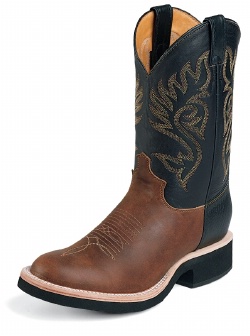 Justin 5008 Men's Tekno Crepe Western Boot with Coffee Westerner Cowhide Foot w/ Bullhide Counter and a Double Stitched Low Profile Round Toe