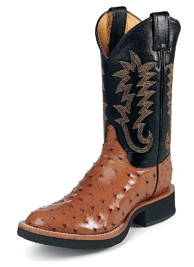 justin full quill ostrich roper boots cognac