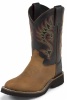 Justin 5018C Childrens Cowboy Boot with Coffee Westerner Leather Foot and a Double Stitched Low Profile Round Toe