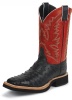 Justin 5142 Men's Tekno Crepe Western Boot with Black Vintage Full Quill Ostrich Foot and a Double Stitched Wide Square Toe