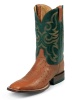 Justin 5505 Men's AQHA Lifestyle Remuda Western Boot with Cognac Smooth Ostrich Foot and a Double Stitched Wide Square Toe