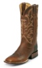 Justin 7002 Men's AQHA Lifestyle Remuda Western Boot with Mahogany Worn Saddle Cowhide Foot and a Double Stitched Wide Square Toe