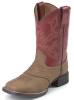 Justin 7004C Childrens Cowboy Boot with Tan Vintage Leather Foot with Saddle and a Double Stitched Wide Square Toe
