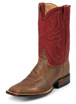 Justin 7004 Men's AQHA Lifestyle Remuda Western Boot with Tan Vintage Goat Foot and a Double Stitched Wide Square Toe