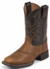 Justin 7010C Childrens Cowboy Boot with Mahogany Worn Saddle Leather Foot with Saddle and a Double Stitched Wide Square Toe