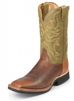 Justin 7012 Men's AQHA Lifestyle Q-Crepe Western Boot with Sunset Renegade Cowhide Foot and a Single Stitched Wide Square Toe