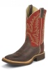 Justin 7028 Men's Tekno Crepe Western Boot with Arizona Chocolate Cowhide Foot w/ Shark Counter and a Double Stitched Wide Square Toe