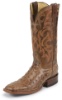 Justin 8510 Men's AQHA Lifestyle Remuda Western Boot with Antique Brown Full Quill Ostrich Foot and a Single Stitched Wide Square Toe