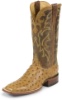 Justin 8512 Men's AQHA Lifestyle Remuda Western Boot with Antique Tan Full Quill Ostrich Foot and a Double Stitched Wide Square Toe