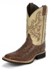 Justin 8582 Men's AQHA Lifestyle Q-Crepe Western Boot with Antique Brown Full Quill Ostrich Foot and a Double Stitched Wide Square Toe