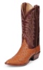 Justin 8925 Men's Exotic Western Boot with Cognac Full Quill Ostrich Foot and a Medium Round Toe